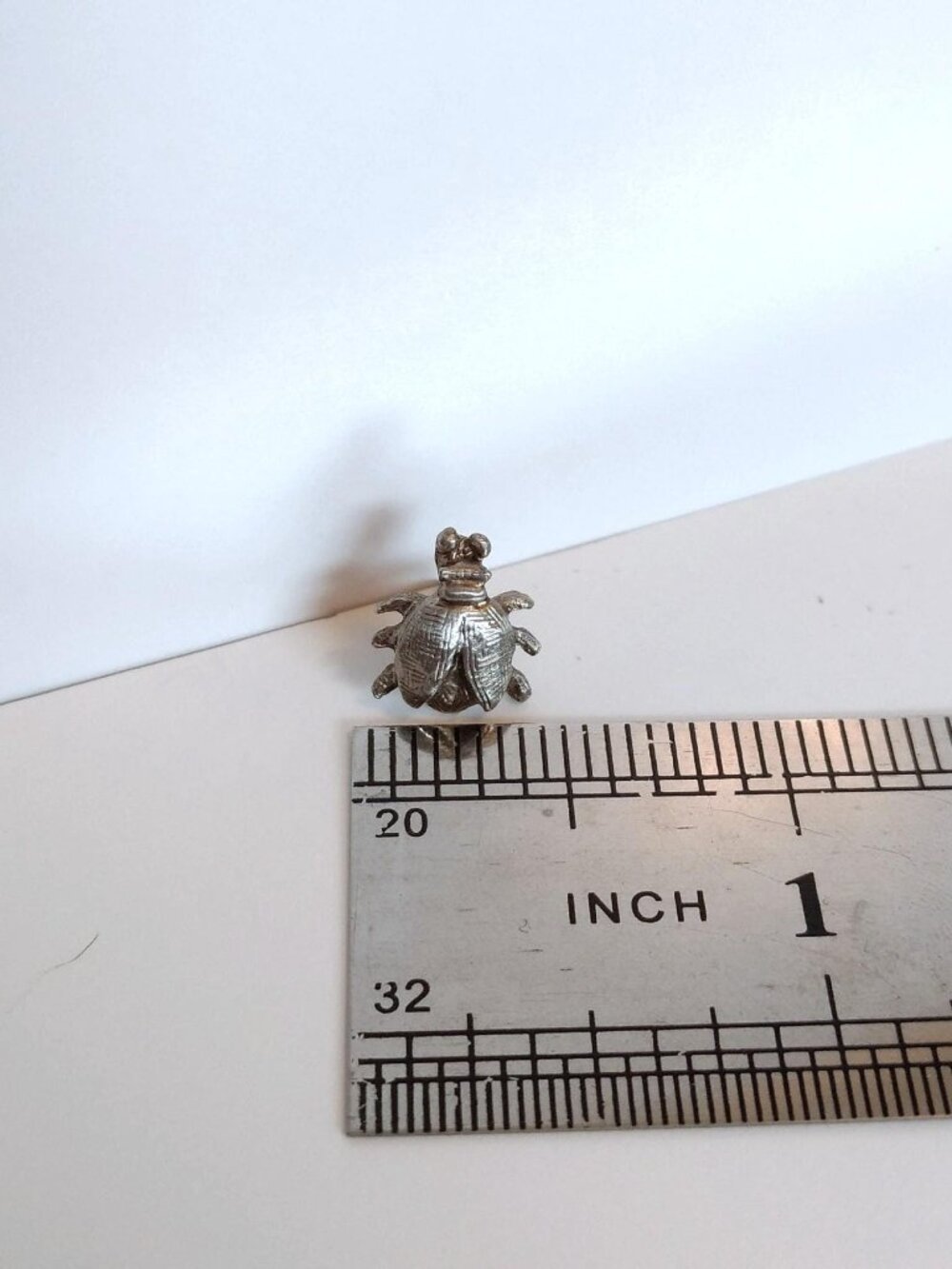 Vintage Beetle Tie Tack Pin Scarab Tick Silver Tone Mens Jewelry Insect - Picture 2 of 9